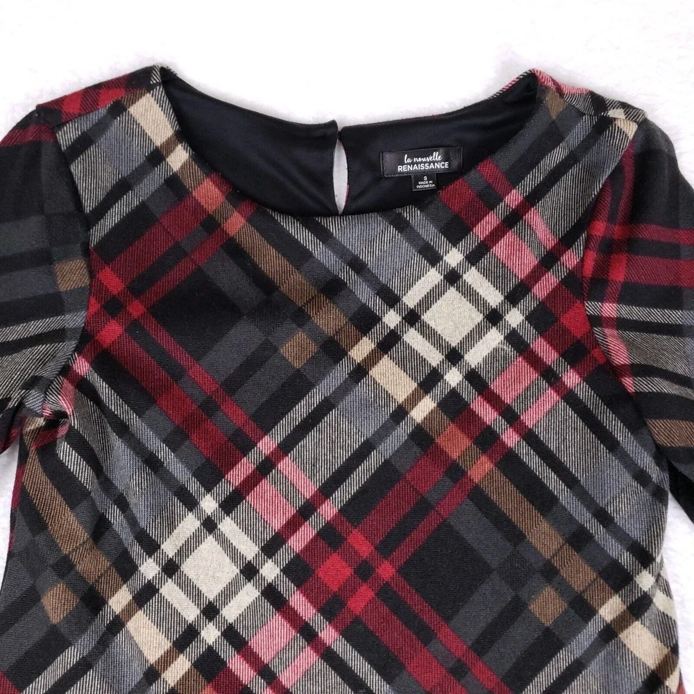 La Nouvelle Renaissance Plaid Bell Sleeve Mini Dress Women Small Academia Grunge